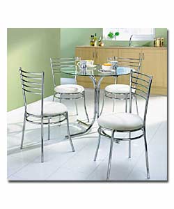 Glass and Chrome Bistro Set - Mdf Painted Seats