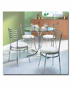 Glass and Chrome Bistro Set - Padded Seats