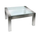 Glass and stainless steel square coffee table