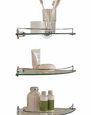 Unbranded Glass Corner Shelves - Pack of 3