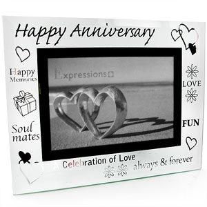 Unbranded Glass Happy Anniversary 4 x 6 Photo Frame