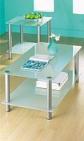 A stylish frosted green glass and silver effect en