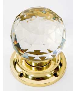 Unbranded Glass Mortice Door Knob on Solid Brass Base - 1 Pair