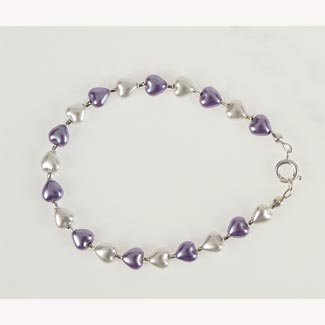 Glass Pearls and Hearts Bracelet