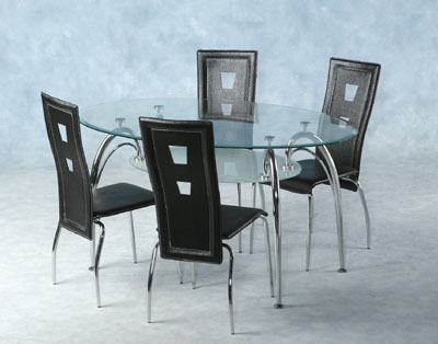 Unbranded GLASS TABLE TOP OVAL   4 CHAIRS CARAVELLE BLACK