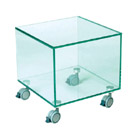 Glass TV cube table on wheels furniture