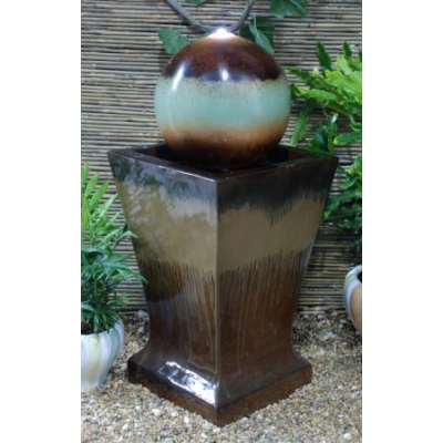 Unbranded Glazed Pedestal Globe Water Feature