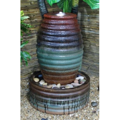 Unbranded Glazed Ribbed Urn Water Feature