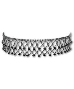 Glitter Base Metal Jet Black Lace Bracelet