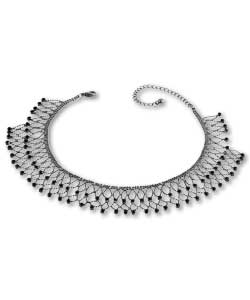 Glitter Jet Black Lace Choker