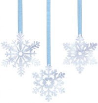 Unbranded Glitter Snowflake Dangling Cut Out with Ribbon