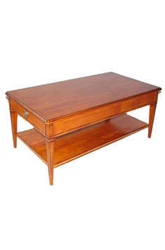 Large Coffee Table with tapered legs. Made from MDF with Teak coloured veneer. Dimensions: Ht. 48cm,