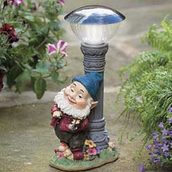 Our friendly little gnome will cast a welcoming glow in your garden by harnessing the power of