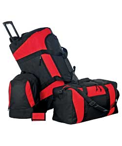 Unbranded Go Explore 4 Piece Red and Black Holdall Set
