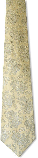A lovely gold woven silk tie with an elaborate paisley pattern