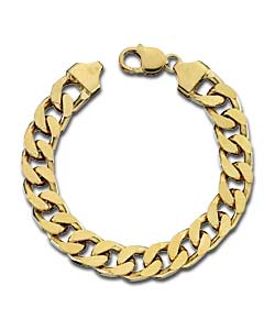Gold Plated Silver Mens Curb Bracelet