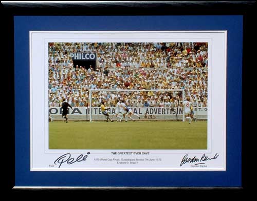 Unbranded Gordon Banks and Pele - signed and framed presentation and#8211; The Greatest Save Ever