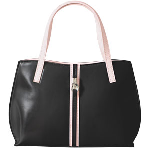Grab Panel Handbag- Black/Pink