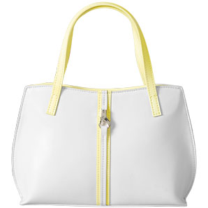 Grab Panel Handbag- White/Lemon