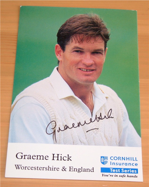 GRAEME HICK HAND SIGNED CORNHILL INSURANCE CARD