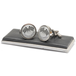 These cufflinks feature a chequered flag image perfect for any Grand Prix fan. The cufflinks are mad