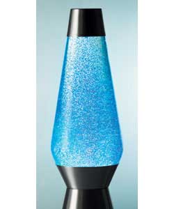 Glitter is pumped through the lamp via a fan and changes through 3 colours; red, blue and green.Brus