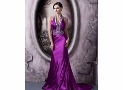 Unbranded Grape Halter V-neck Noble Sexy Evening Dresses