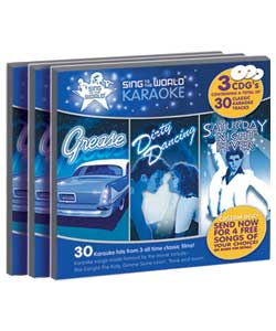 This 3 CDG pack contains:10 tracks each from the films Grease, Saturday Night Fever and Dirty