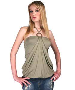 Grecian Goddess Halterneck Olive M/L