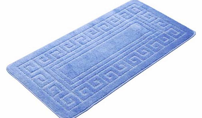 Unbranded Greek Key Bath Mat - Blue - 50 x 100cm
