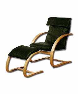 Green Leather Bentwood Chair and Footstool