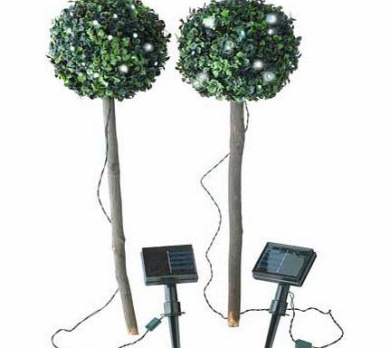 Unbranded Green Solar Bay Tree Lights - Set of 2