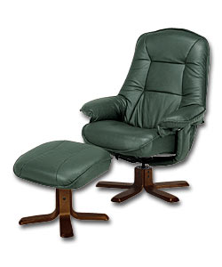 Green Swivel Chair and Footstool