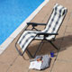 This multi-position steel and aluminium reclining sun lounger is extremely comfy