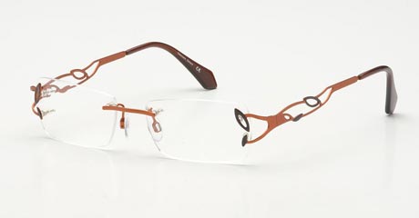 Rimless goes tropical with Grenada. The edges of the small rectangular lenses are decorated with a l