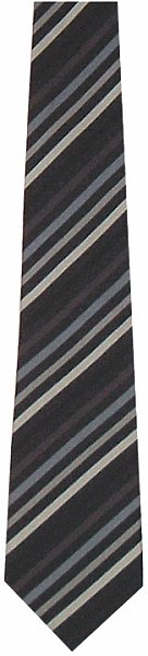 A black tie with diagonal stripes in various shades of grey