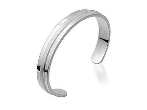Unbranded Grooved Silver Slave Bangle 019252