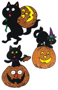 Unbranded Gruesome Horror - 23cm Cat Pumpkin Window Sticker