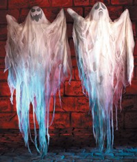 This reasonably non-threatening ghost`s head has colour changing LED lights inside.  It`s a big prop