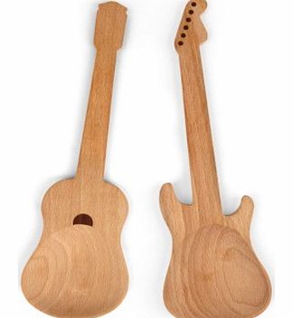 Rockin Guitar Serving SpoonsYoull be rocking around the kitchen and dining room while using this pair of funky electric and acoustic guitar shaped spoons.These rockin utensil/spoons are great for a multitude of uses, whether used as kitchen spoons wh