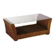 Guyana dark rattan Coffee table with Glass top