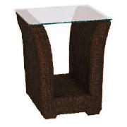 Unbranded Guyana dark rattan Side table with Glass top