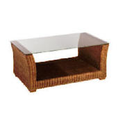 Guyana light rattan Coffee table with Glass top
