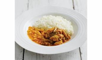 Diced chicken and green beans with Rajasthani dal and saffron rice. Please note that our dishes for Ethnic Diets are stocked to order, so please order 14 days before you require delivery. Thank you.