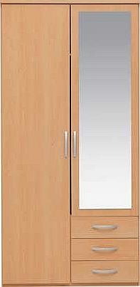 Unbranded Hallingford 2 Door 3 Drawer Mirrored Wardrobe -