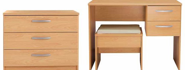 Perfect for your dressing room or bedroom. this dressing table is part of our contemporary Hallingford collection. Beautifully finished in oak effect. this unit has two spacious drawers with metal runners and comes complete with a matching stool and 
