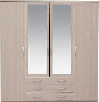 Unbranded Hallingford 4 Dr 3 Drw Mirrored Wardrobe - Light