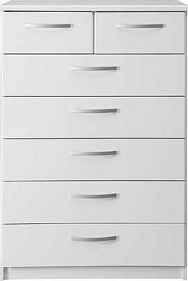 Part of the contemporary Hallingford collection. this white chest of drawers is beautifully finished with sleek metal handles. The seven drawers provide ample space for your clothes and other possessions. bringing a simple. modern style to your home.