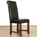 Halo dark wood rollback leather dining chair