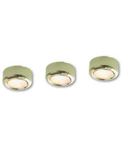 Halogen Brass Finish Cabinet Lights 3 Pack
